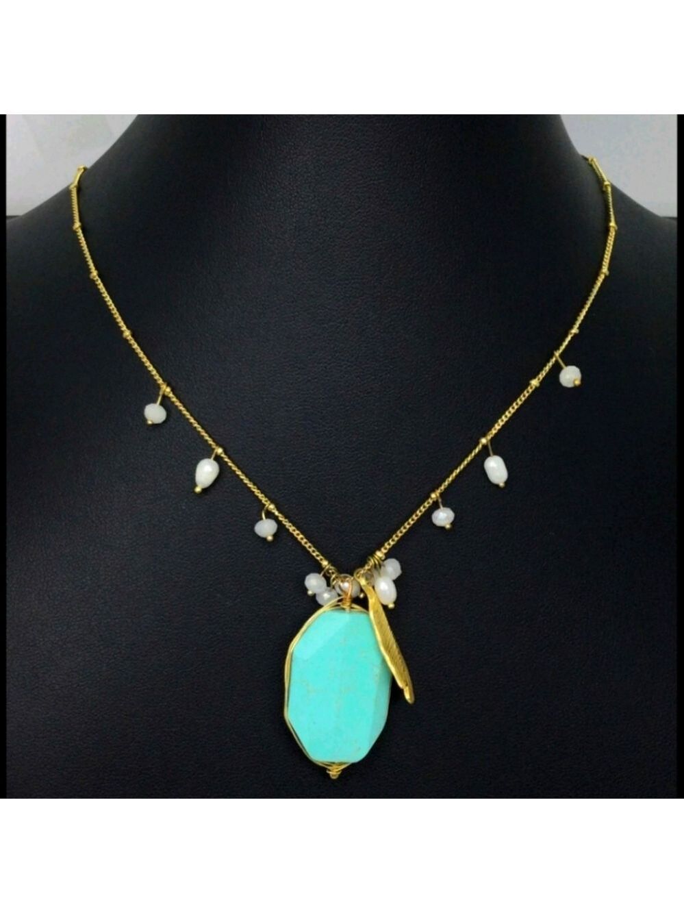 Cara N.Y. Faux Turquoise Charm Necklace 17"
